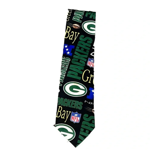 Vintage Green Bay Packers Tie Logo Spell Out All Over Print 1996 Mens 90s - Picture 1 of 6